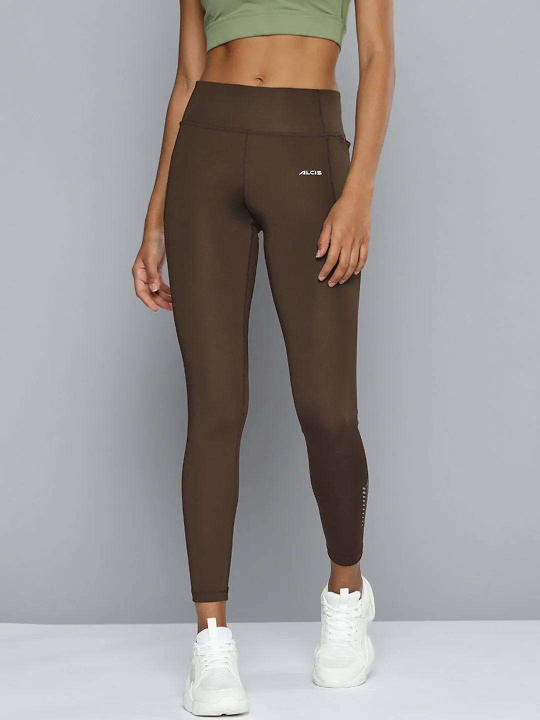 Grip Band Fit Boost ALCIS Women Coffee Brown Solid Tights