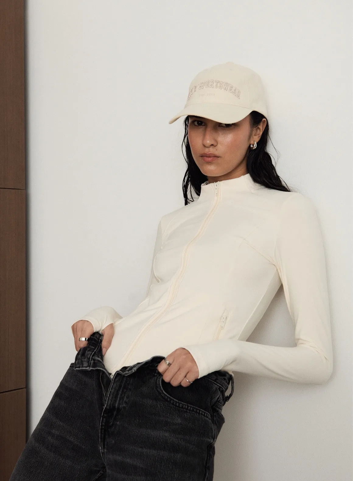 Winter Apparel Party - Wear Almond White Sense Zip Jacket