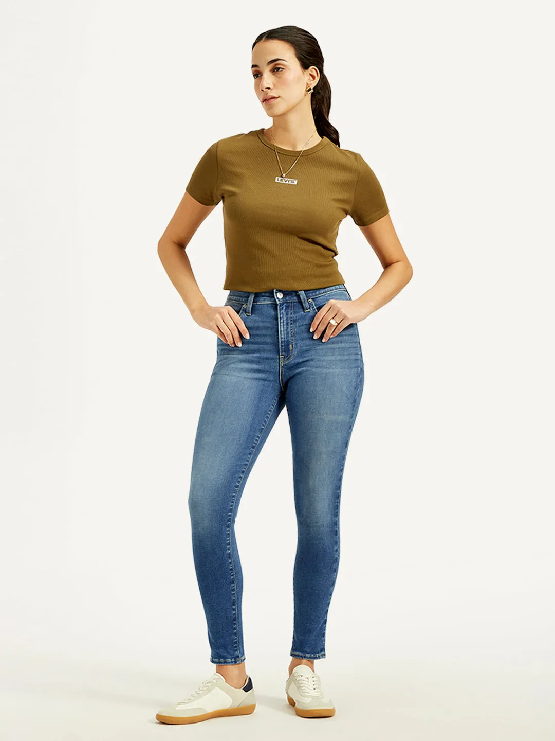 Women's 721 Blue Skinny Fit High Rise Jeans Office Wear Chill Outfit Date Night