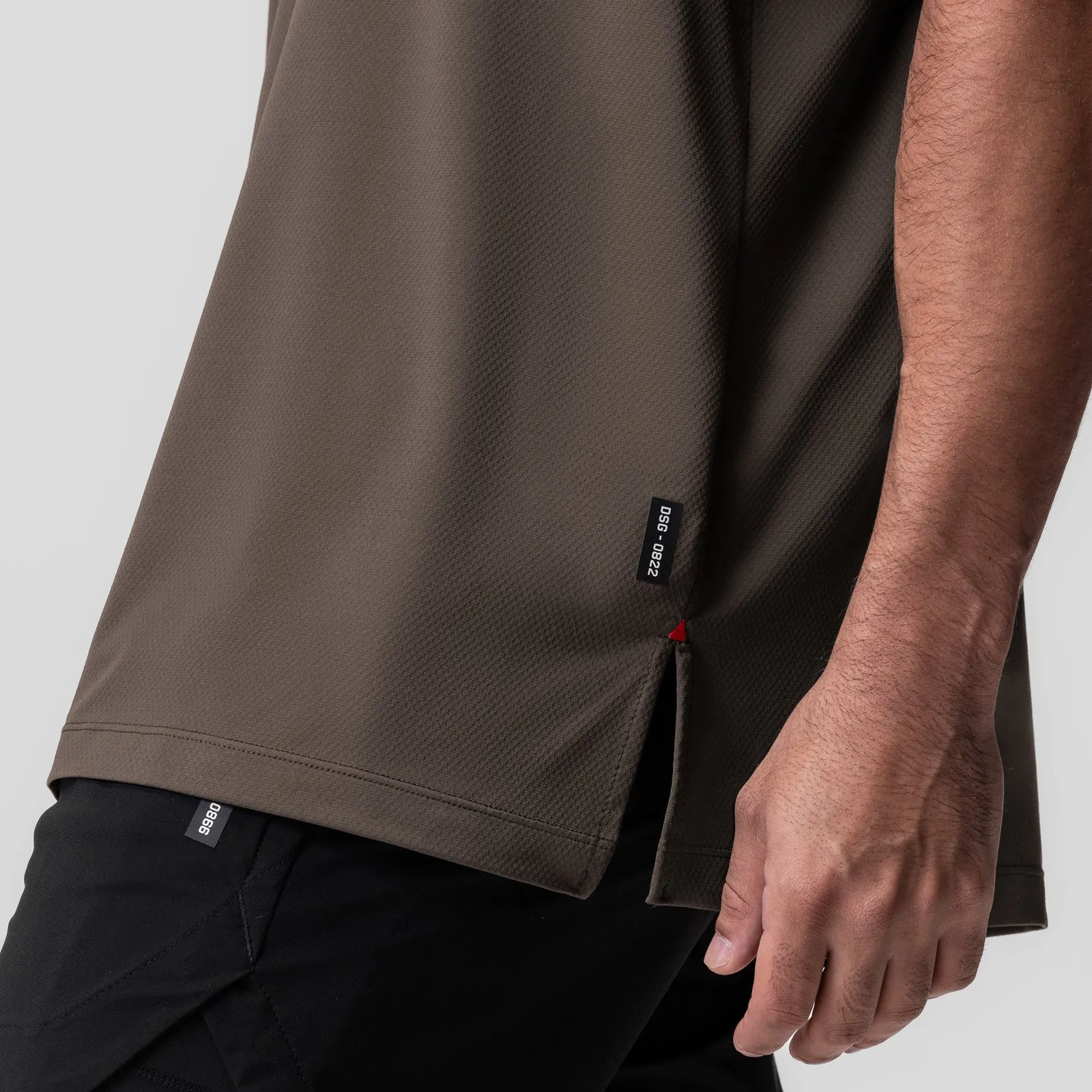 0822. AeroSilver? Oversized Tee - Deep Taupe Ribbed collar Bohemian