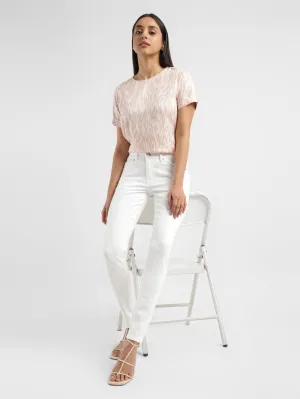 Minimal Look Women's 711 White Skinny Fit Mid Rise Jeans