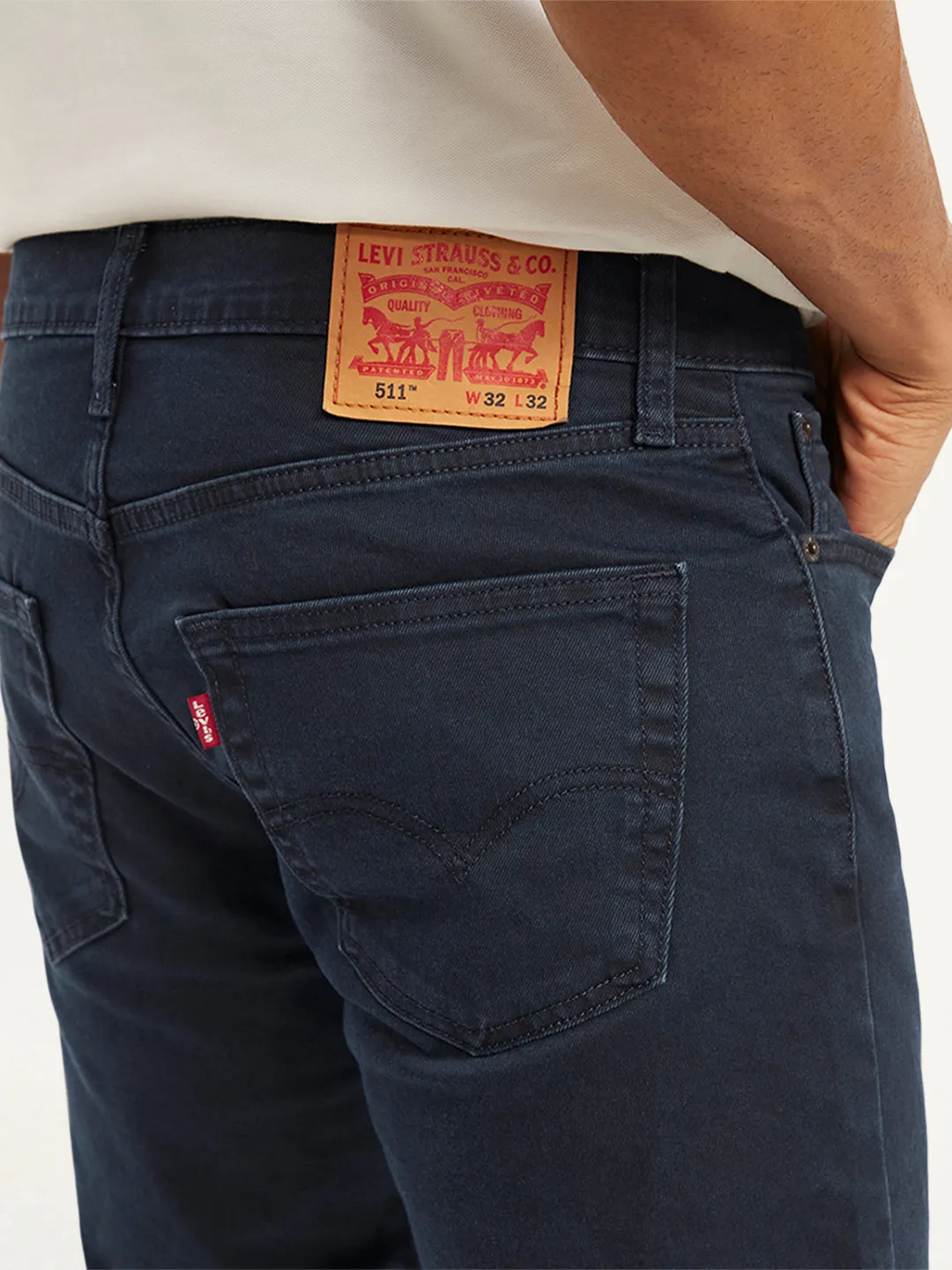 Comfy Classic High Quality Recycled Cotton Blend Men's 511 Dark Blue Slim Fit Mid Rise Jeans