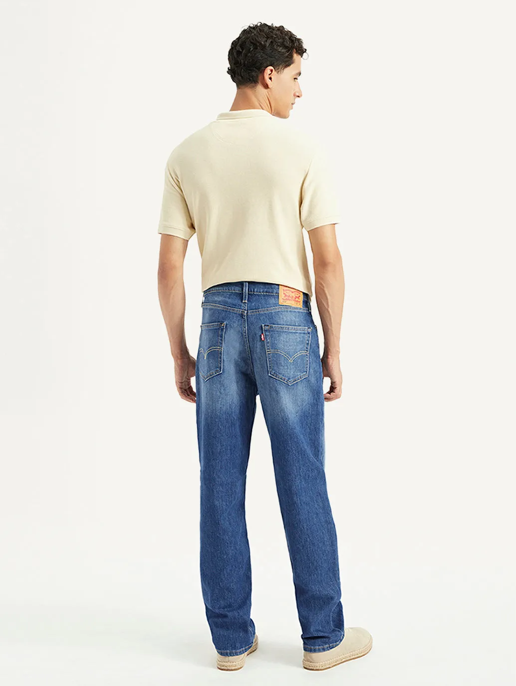 Men's 568 Blue Loose Fit Mid Rise Jeans Sustainable Creative Look No Gap Waist