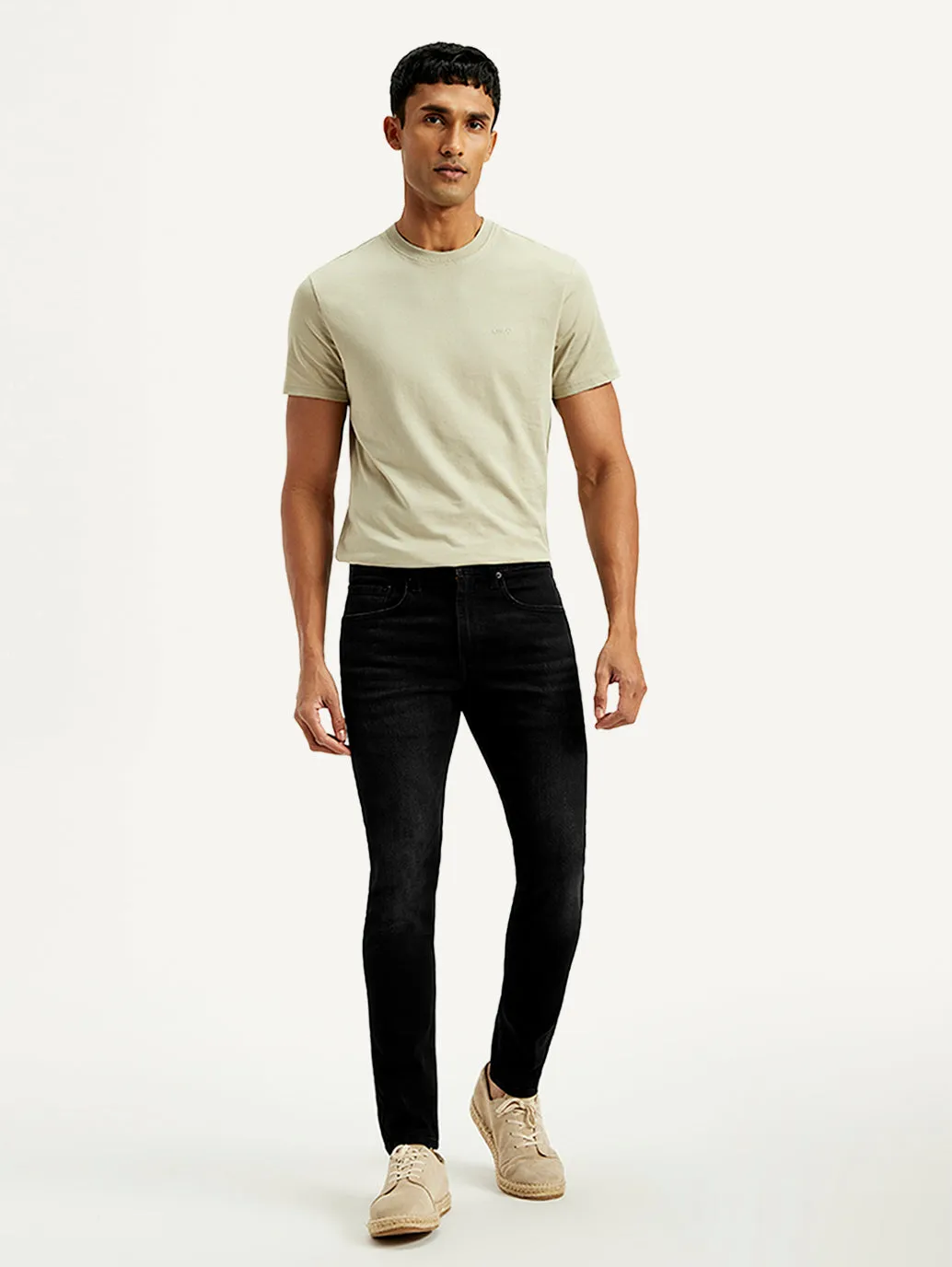 Men's Black Skinny Tapered Fit Mid Rise Jeans Fashion Piece