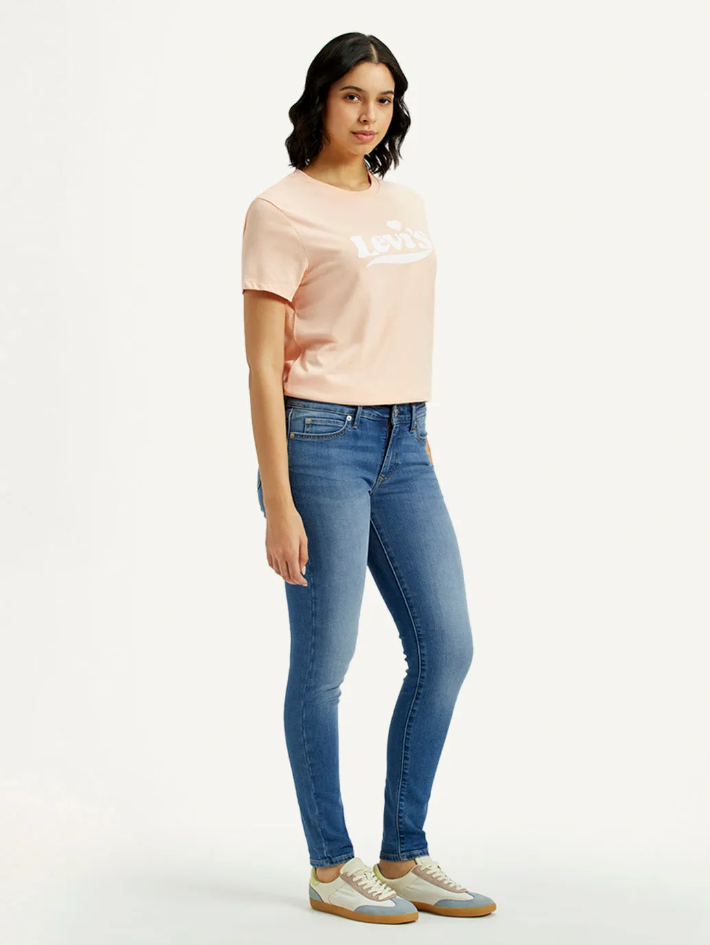 Unisex Friendly Women's 711 Med Indigo Skinny Fit Mid Rise Jeans