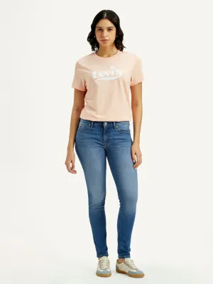 Women's 711 Med Indigo Skinny Fit Mid Rise Jeans Comfort First Abrasion Resistant Denim