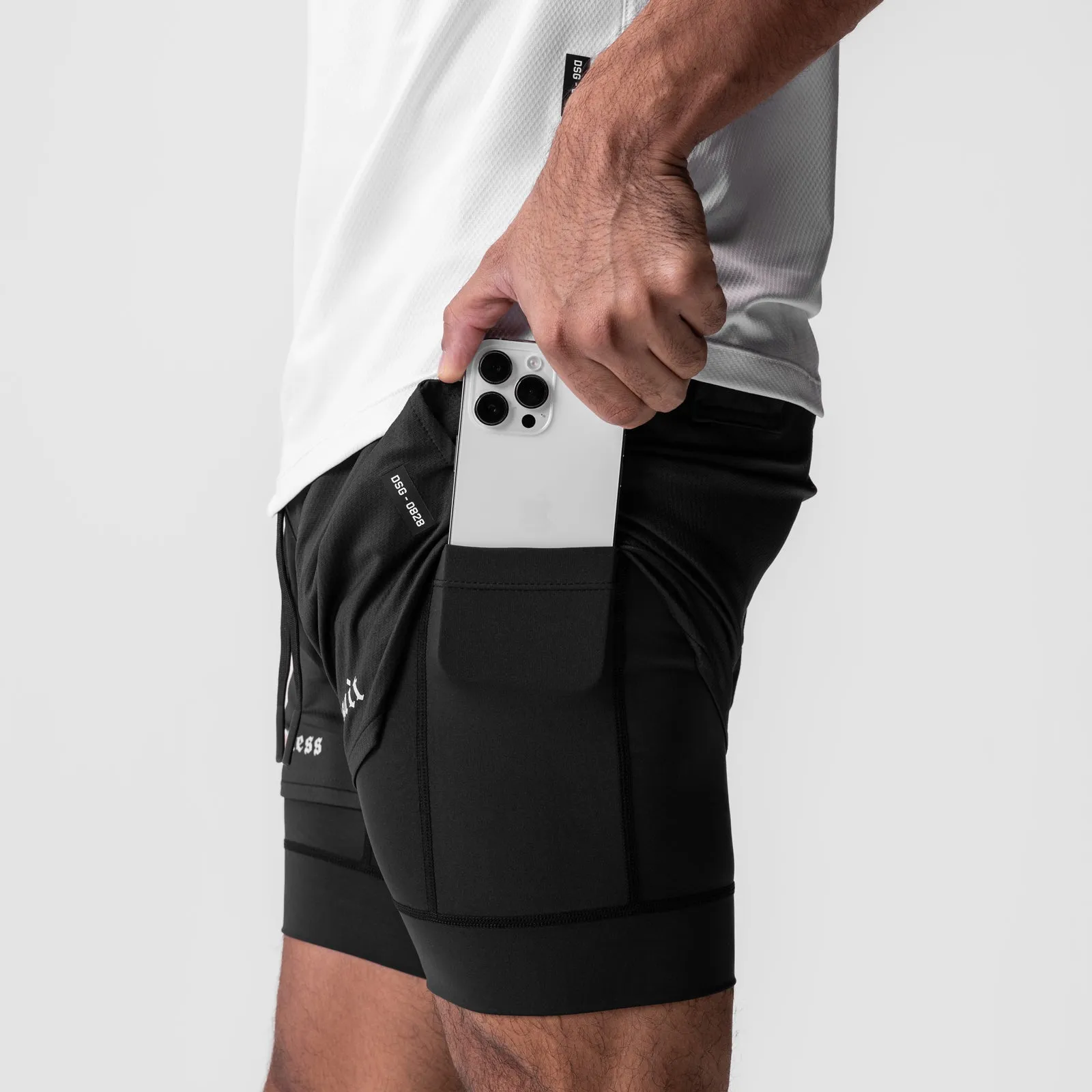 0828. AeroSilver? 5" Liner Short - Black "RP"/Black Breathable Liner