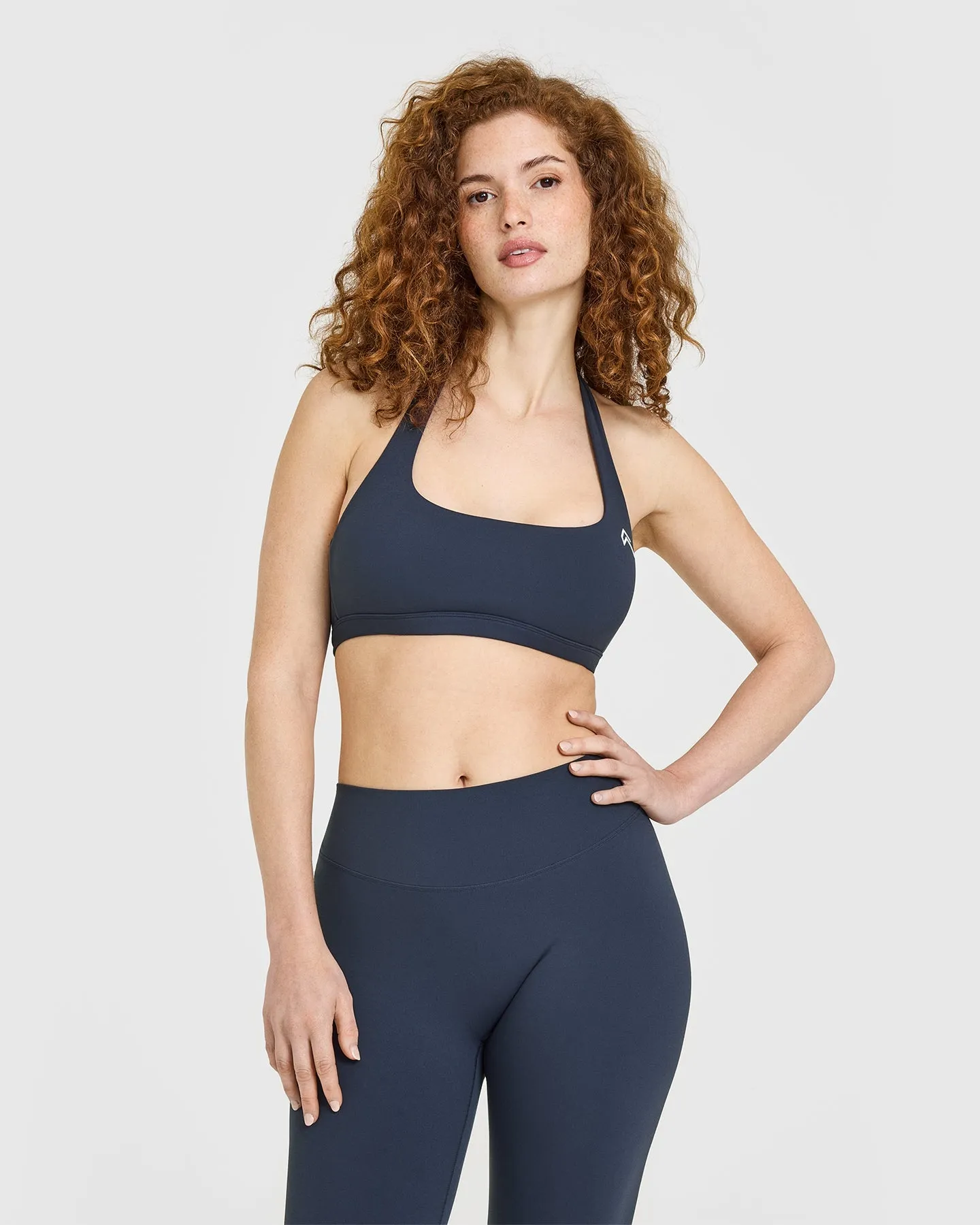 Buttoned Breathable Material EasyLift? Halter Bralette | True Blue