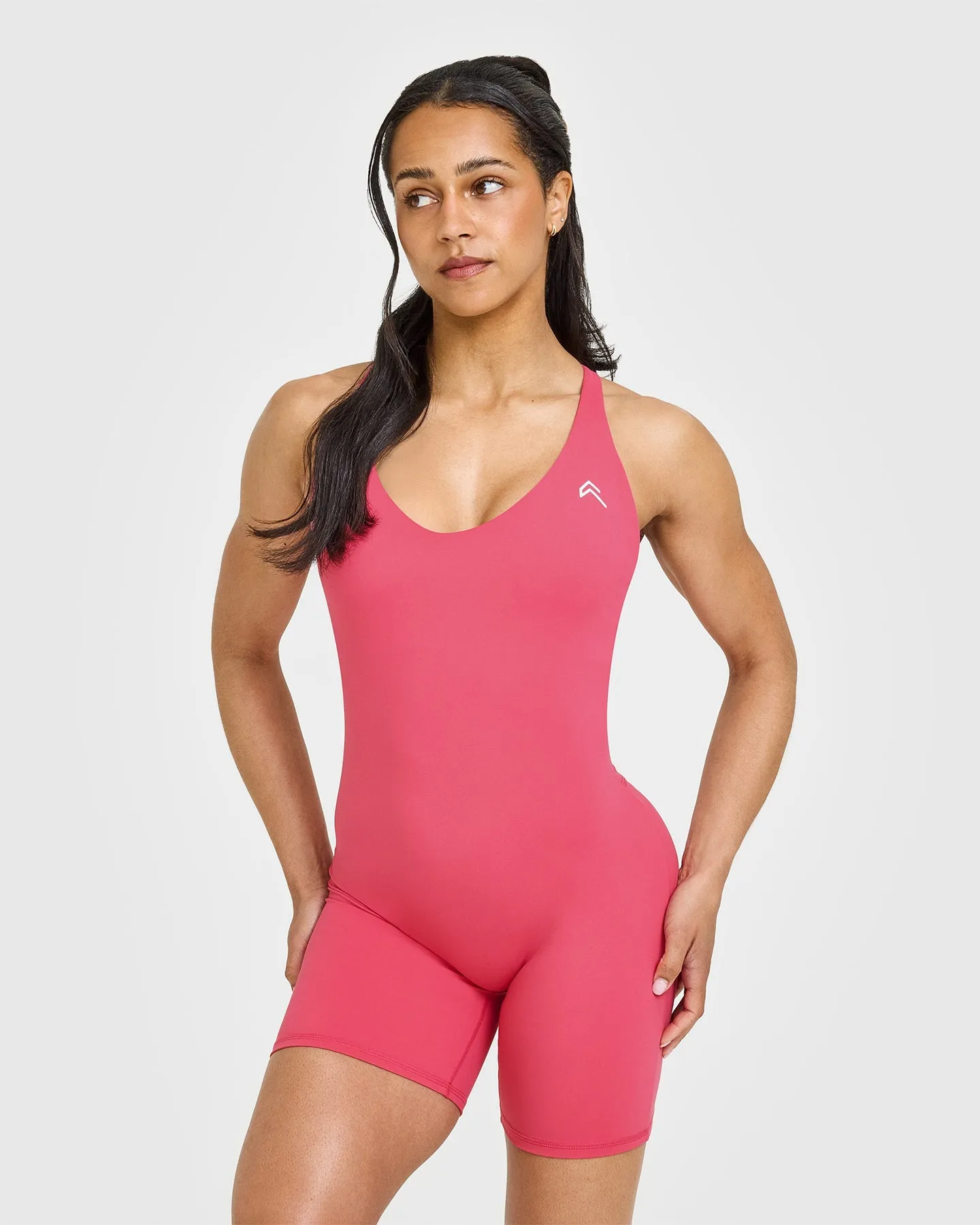 CompressionEnhanced DoubleStitchedSeams Unified Scoop Back All In One 6" | Velvet Pink