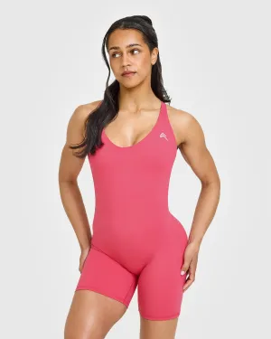 CompressionEnhanced DoubleStitchedSeams Unified Scoop Back All In One 6" | Velvet Pink
