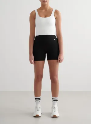 Black Ribbed Midi Biker Shorts Silk Touch