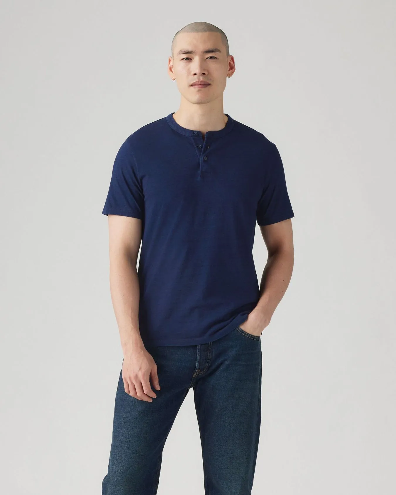 Eco Friendly Production Levi's? S/S Housemark Henley - True Indigo Dark Indigo
