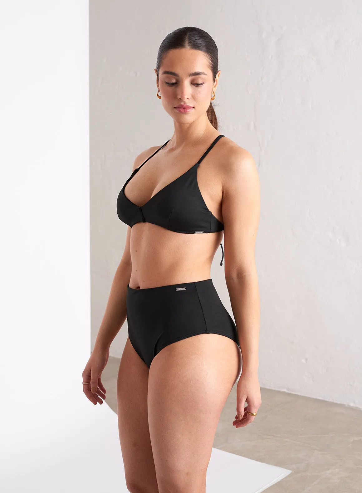 Black High Waist Bikini Bottom geometric patterns