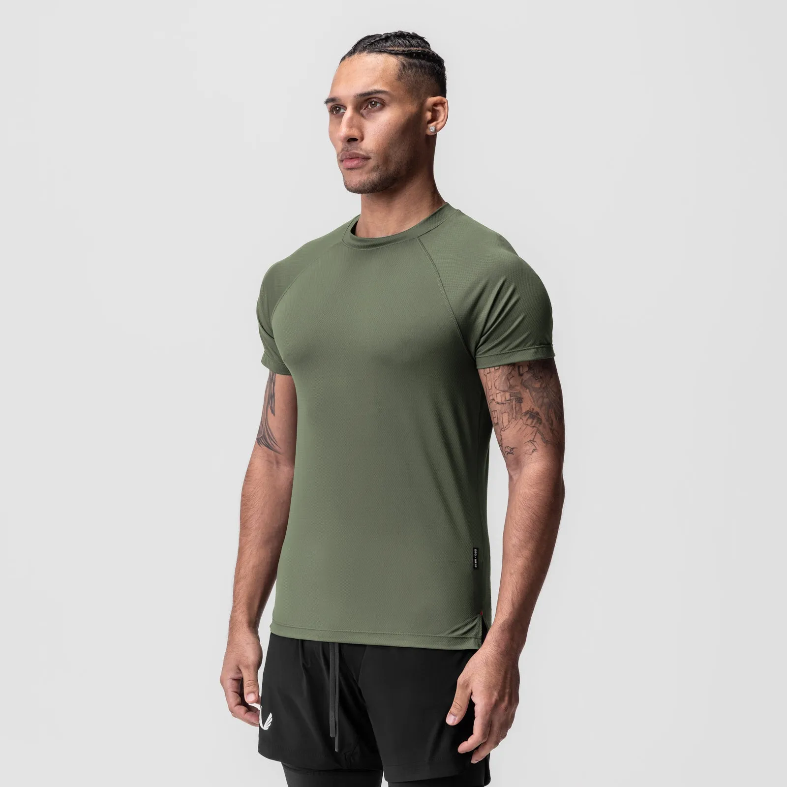 0918. AeroSilver? Fitted Tee - Olive Embroidered