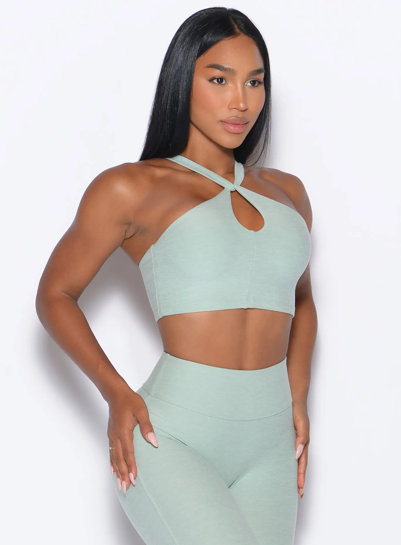 Twist Up Bra Drawstring closure seams Ribbed waistband