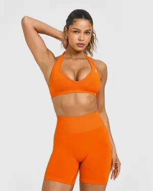 Simple Size range seams Mildew-resistant Effortless Seamless Halter Neck Sports Bra | Flame Orange