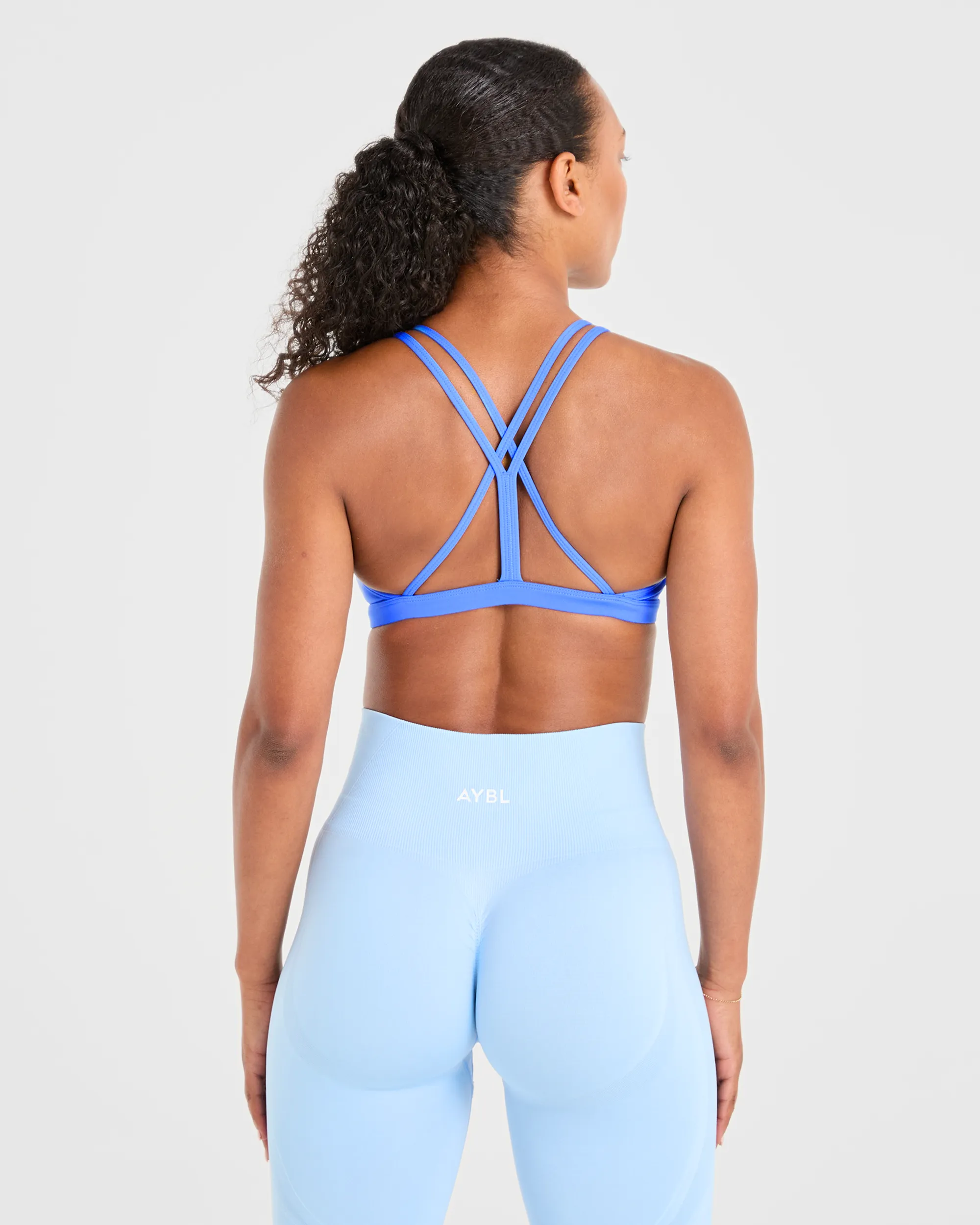 Essential Strappy Sports Bra - Summer Blue Sweat Wicking Liner