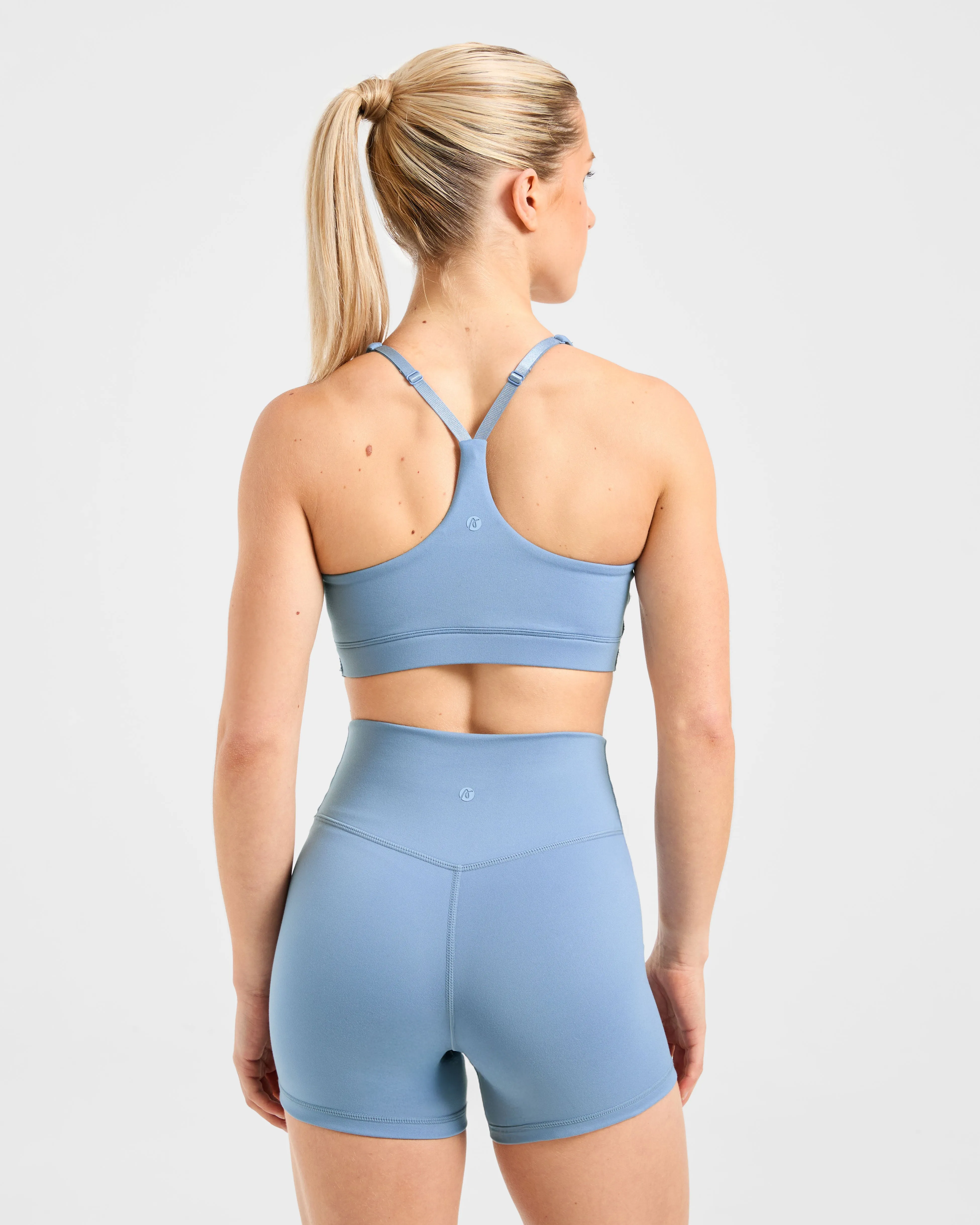 Zigzag stitching Durable Support Staple Sports Bra - Slate Blue