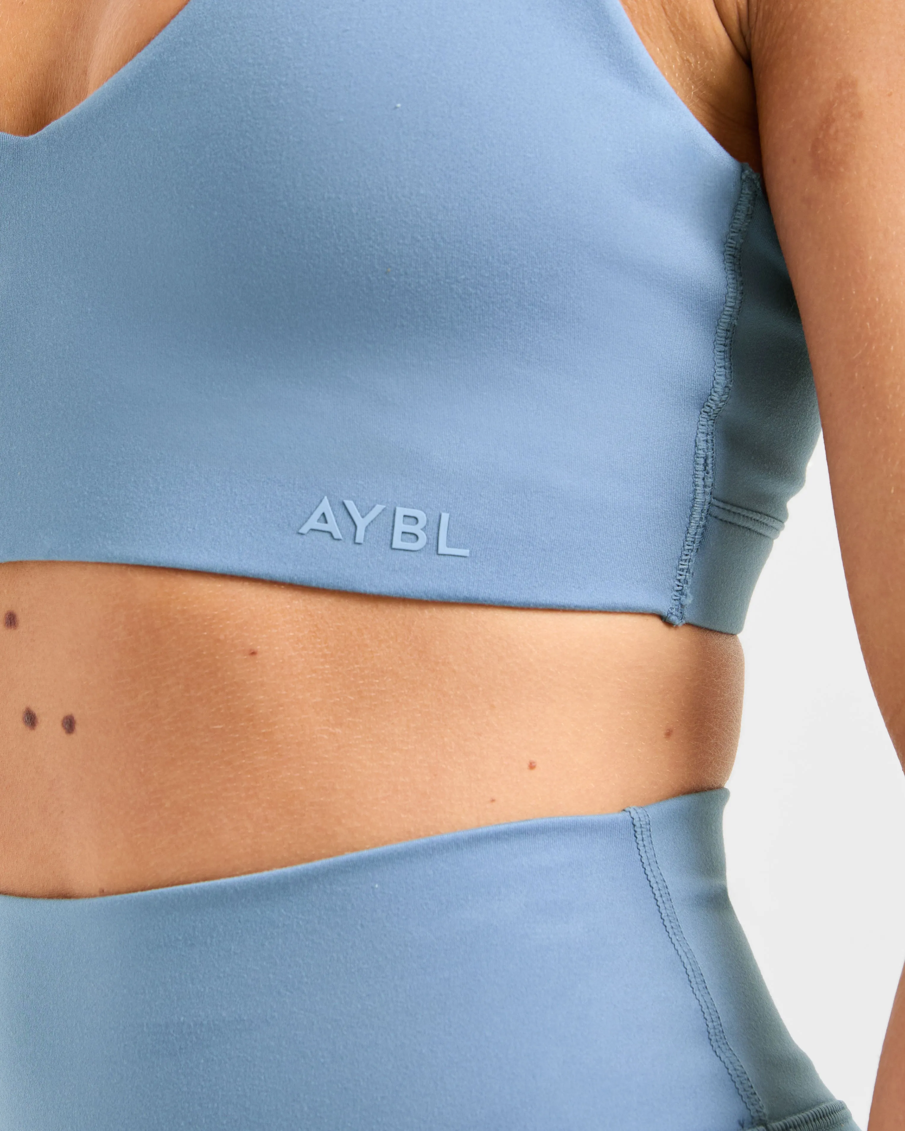 Staple Sports Bra - Slate Blue Printed workout gear Hidden stitching seams