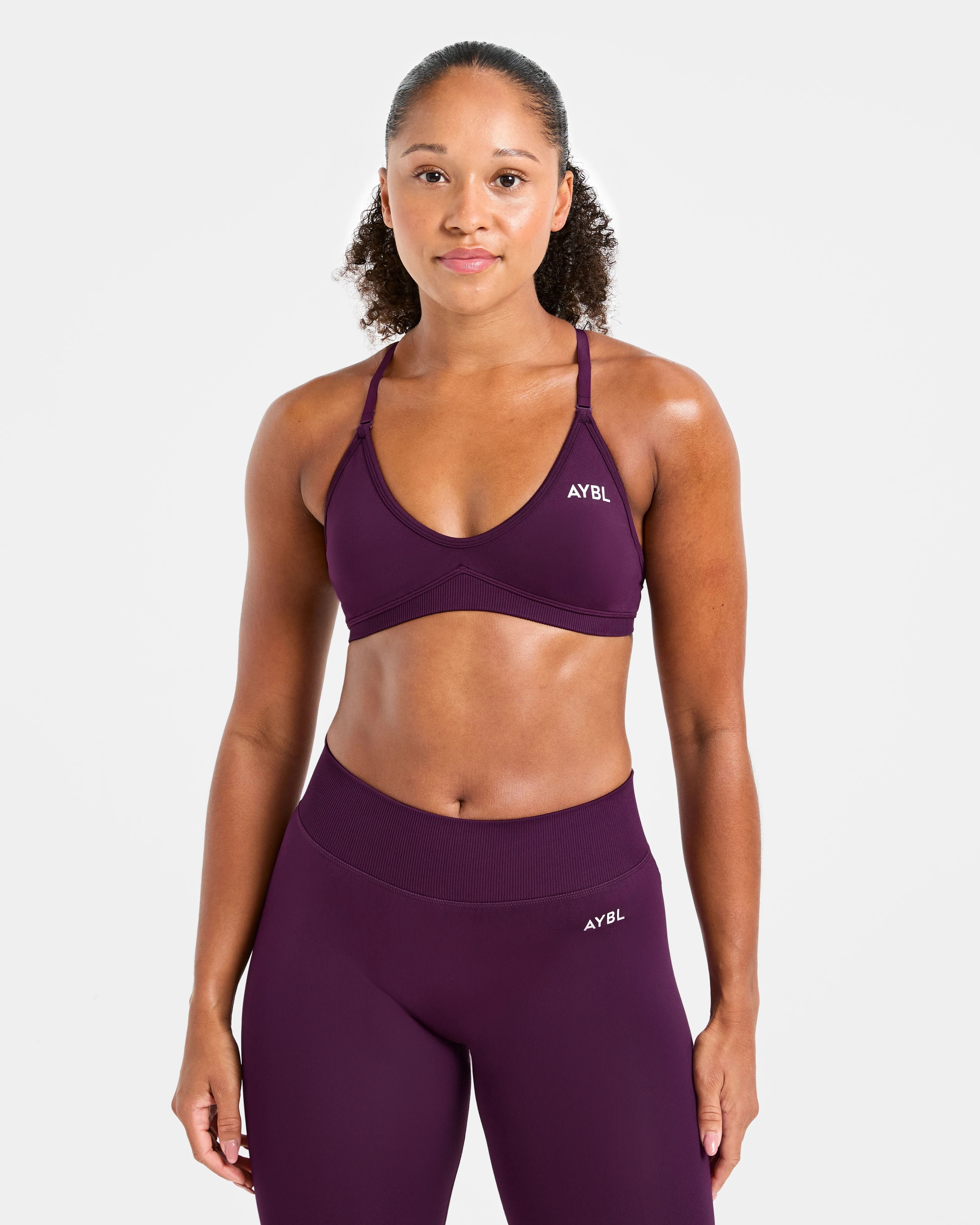 Minimalist Lightweight Bra Adapt Seamless Strappy Sports Bra - Midnight Plum