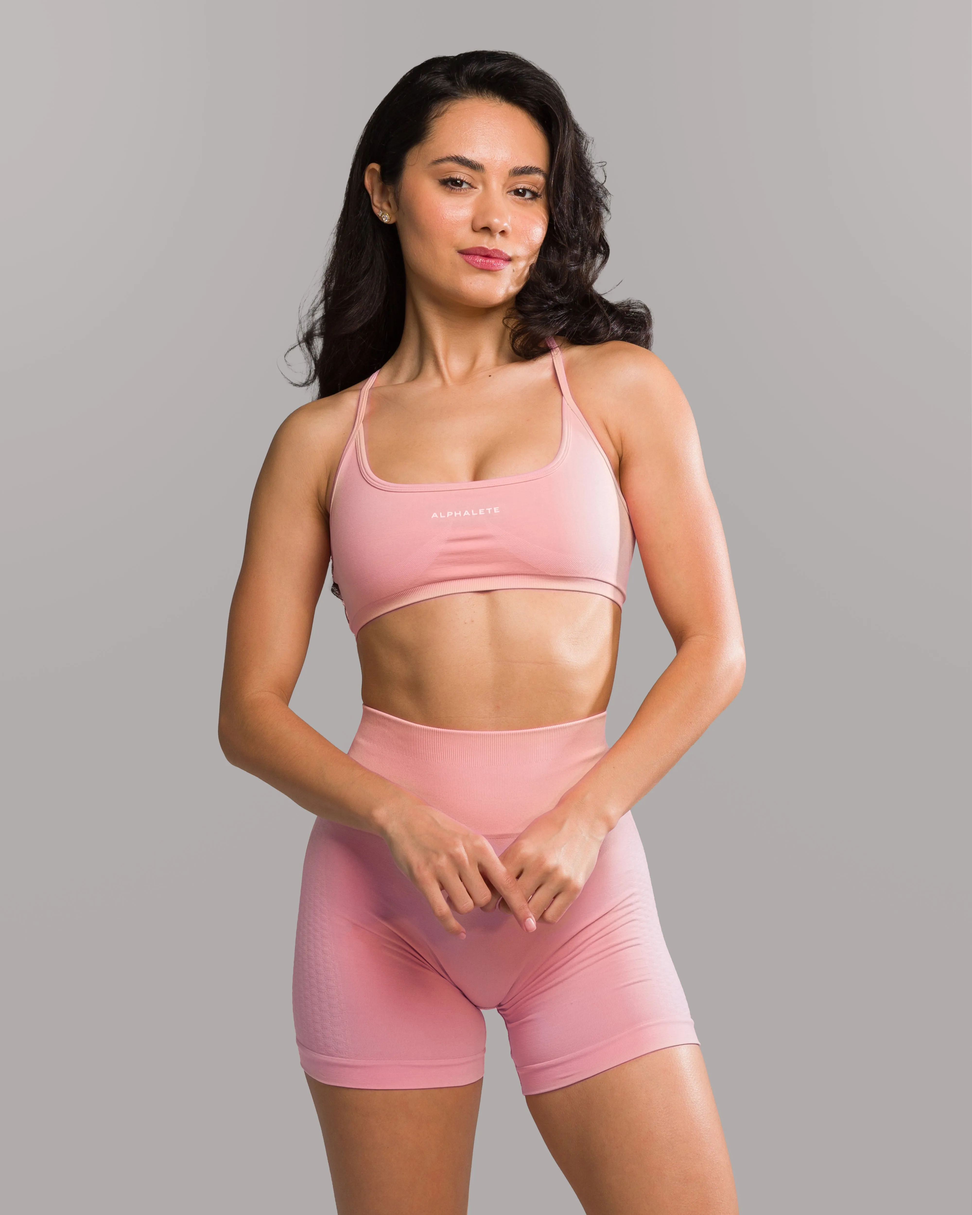 Long fit seams Soft Spandex Amplify Open Back Bra - Rose