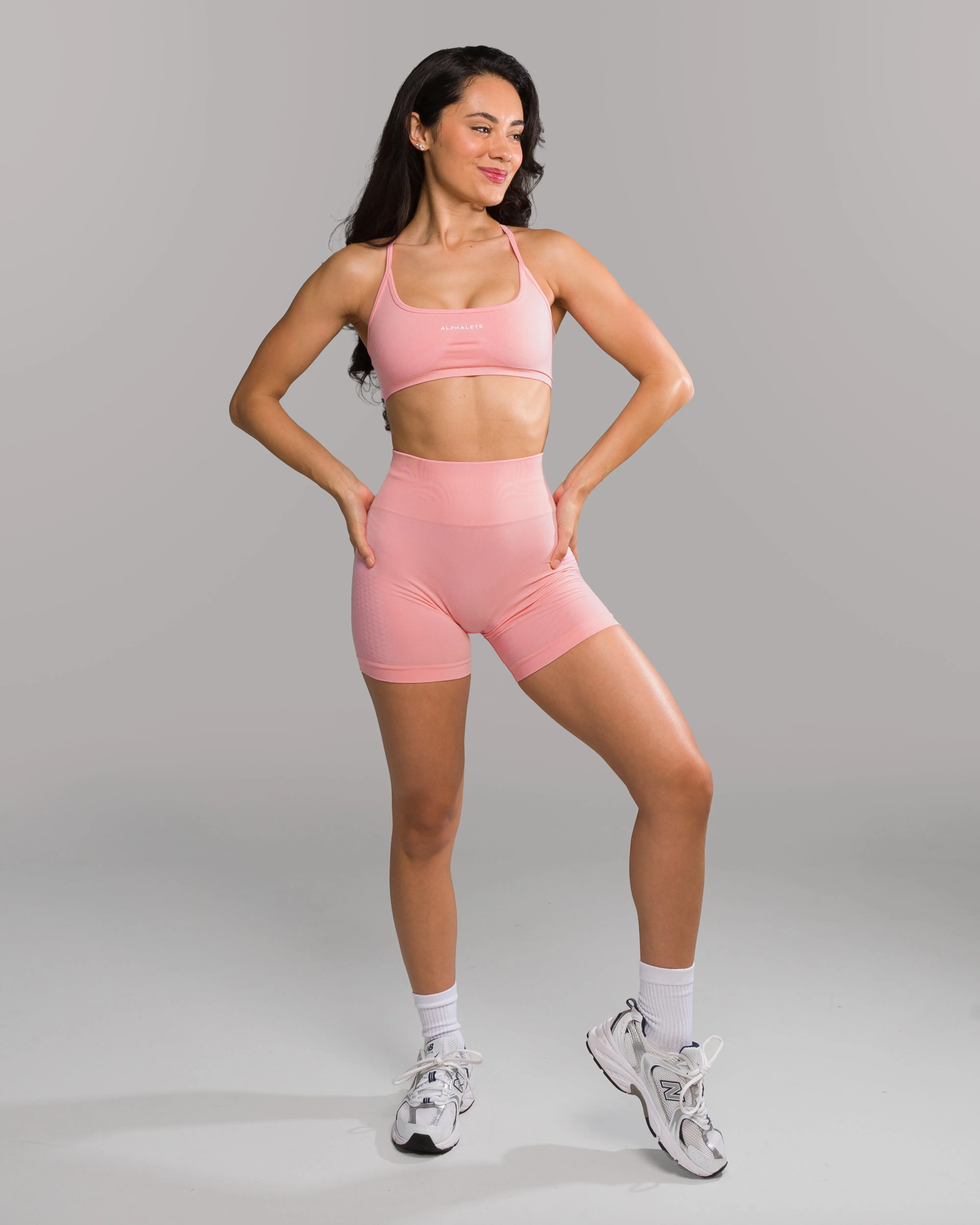 Performance seams Hook-and-eye closure Amplify Open Back Bra - Rose