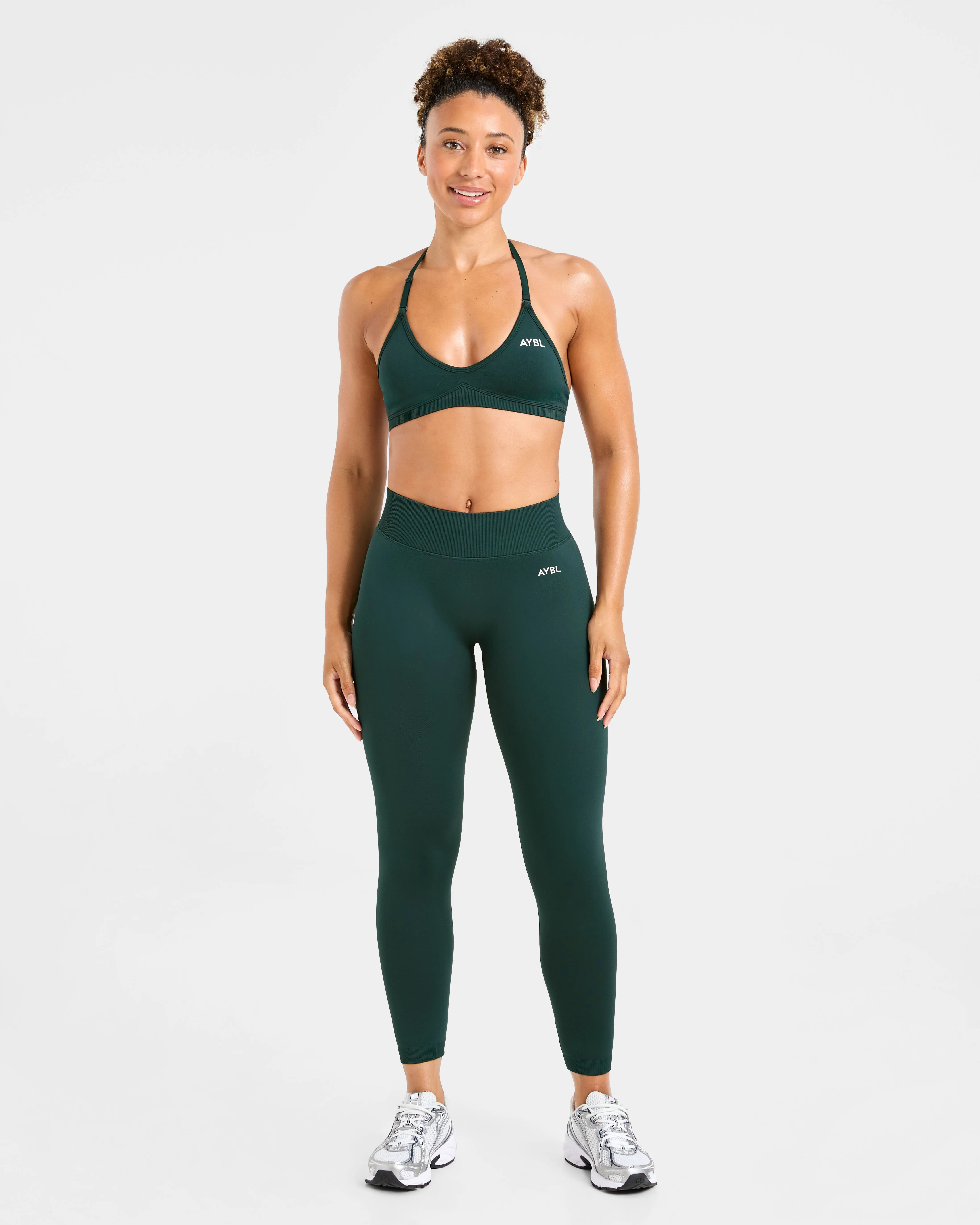 Mock neck seams Adapt Seamless Strappy Sports Bra - Deep Forest