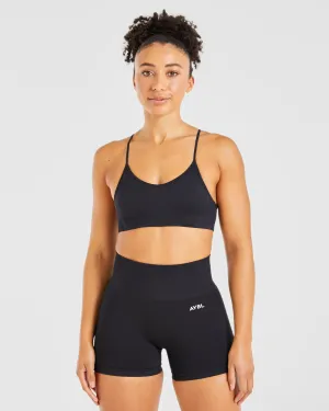 Balance V3 Seamless Strappy Sports Bra - Black Embroidered seams