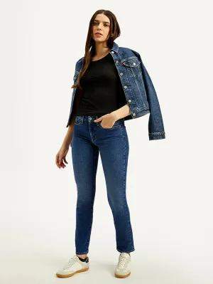 Women's 312 Blue Straight Fit Mid Rise Jeans Student Outfit Earthy Fashion Lover Durable Minimalist Style