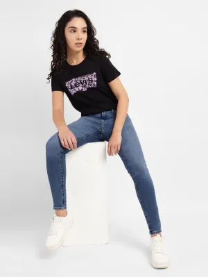 Women's 710 Blue Skinny Fit Mid Rise Jeans Stylish Casual Party Look Couple Look Earthy
