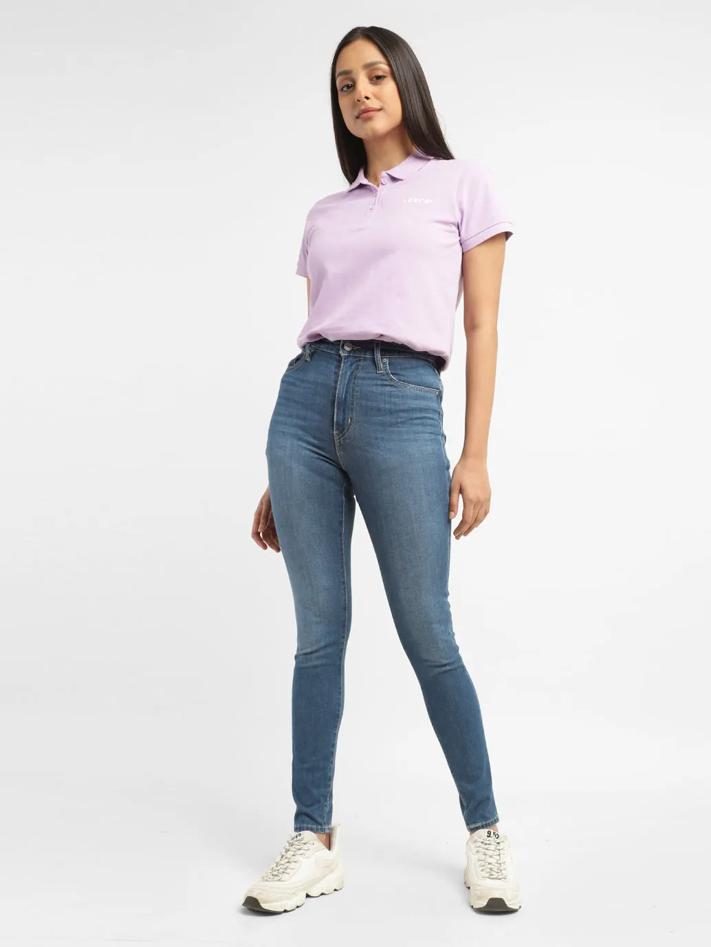 Flexible Match Non Restrictive Thigh Women's Blue Mile High Wide Leg Fit High Rise Jeans
