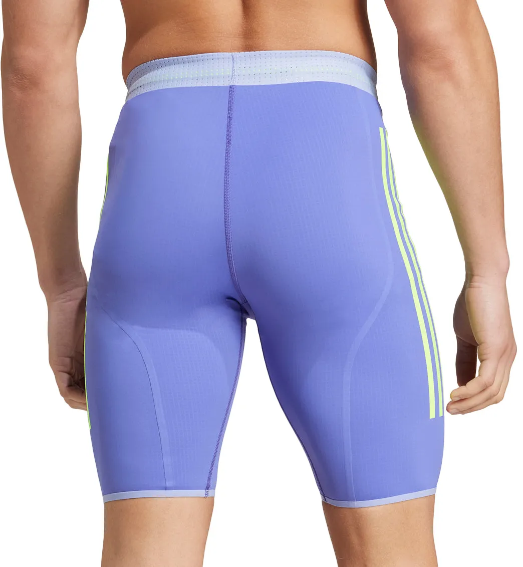Weightless Travel Design adidas Adizero Promo Mens Short Running Tights - Blue