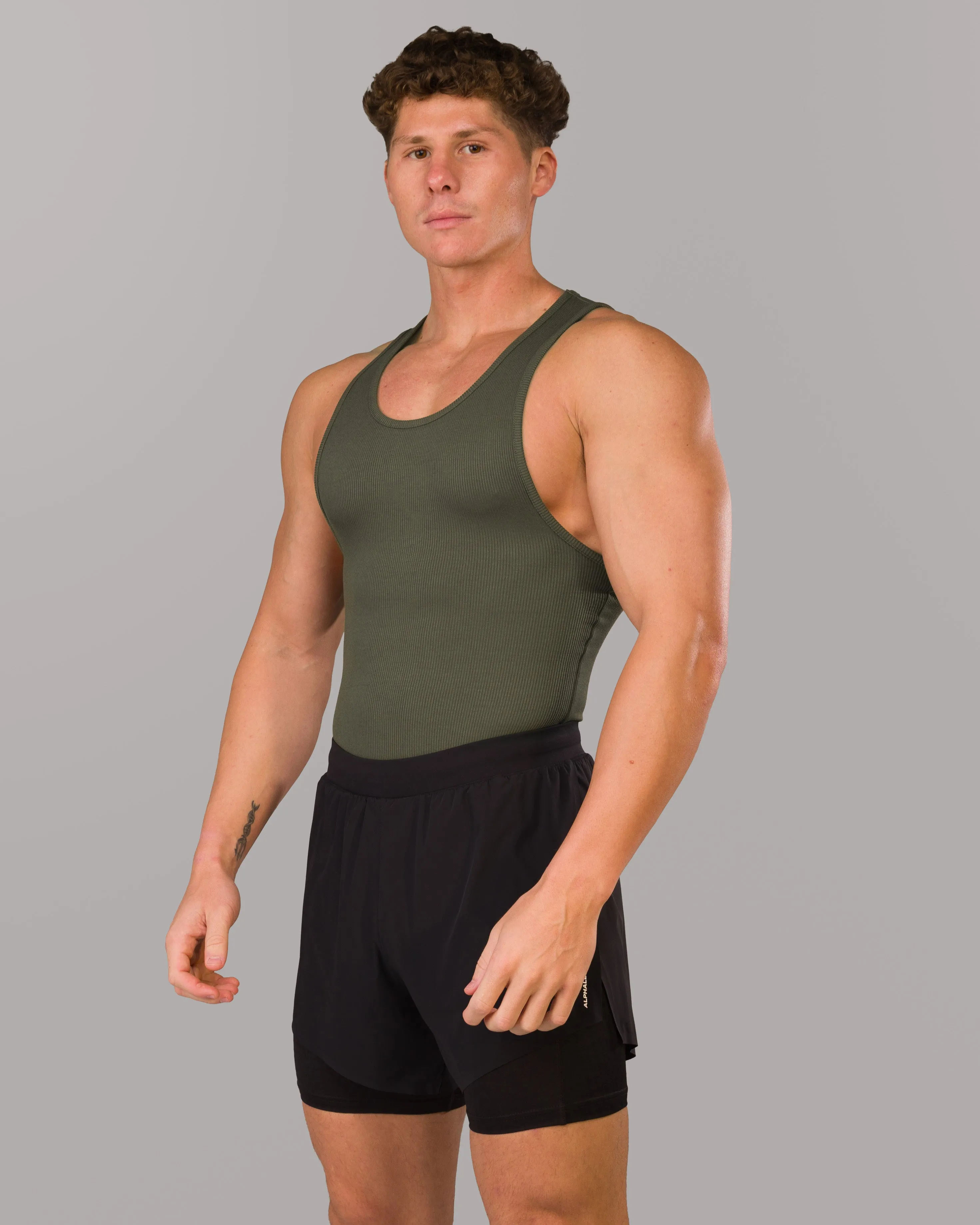 Moisture Lock Barrier Tech Zero Ribbed Tank 2pk - Signature Green / Signature Brown
