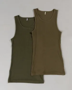 Zero Ribbed Tank 2pk - Signature Green / Signature Brown High Quality