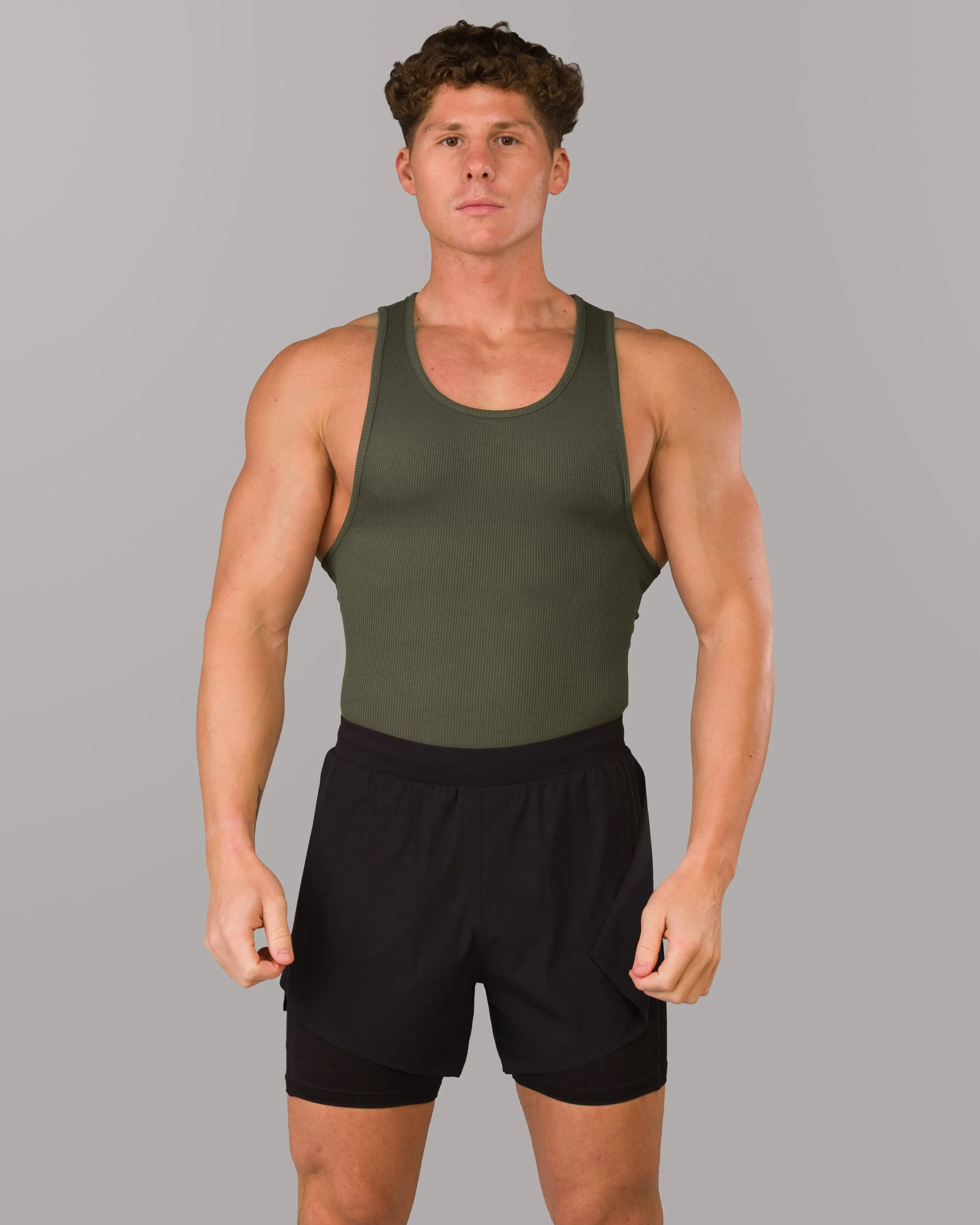 Waste - reducing Zero Ribbed Tank 2pk - Signature Green / Signature Brown