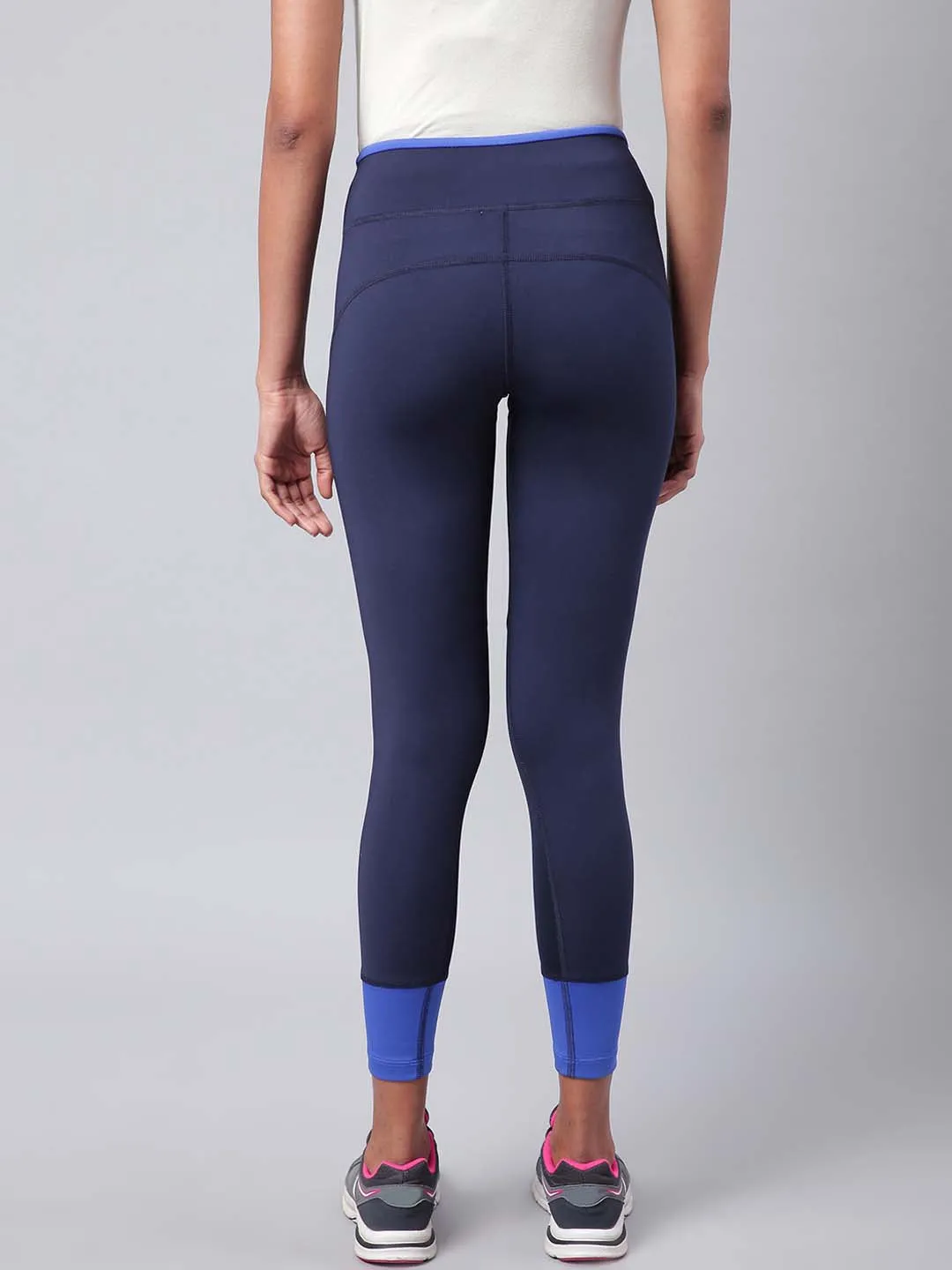 Alcis Women Navy Blue Secure Fit Solid Cropped Training Tights Urban Cool Eco Friendly For Men