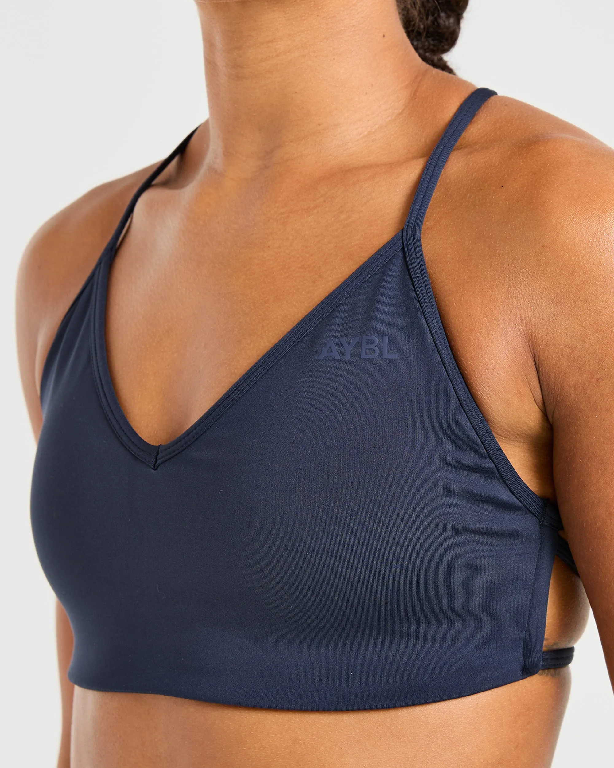 Essential Crossback Sports Bra - Deep Navy Reinforced stitching seams