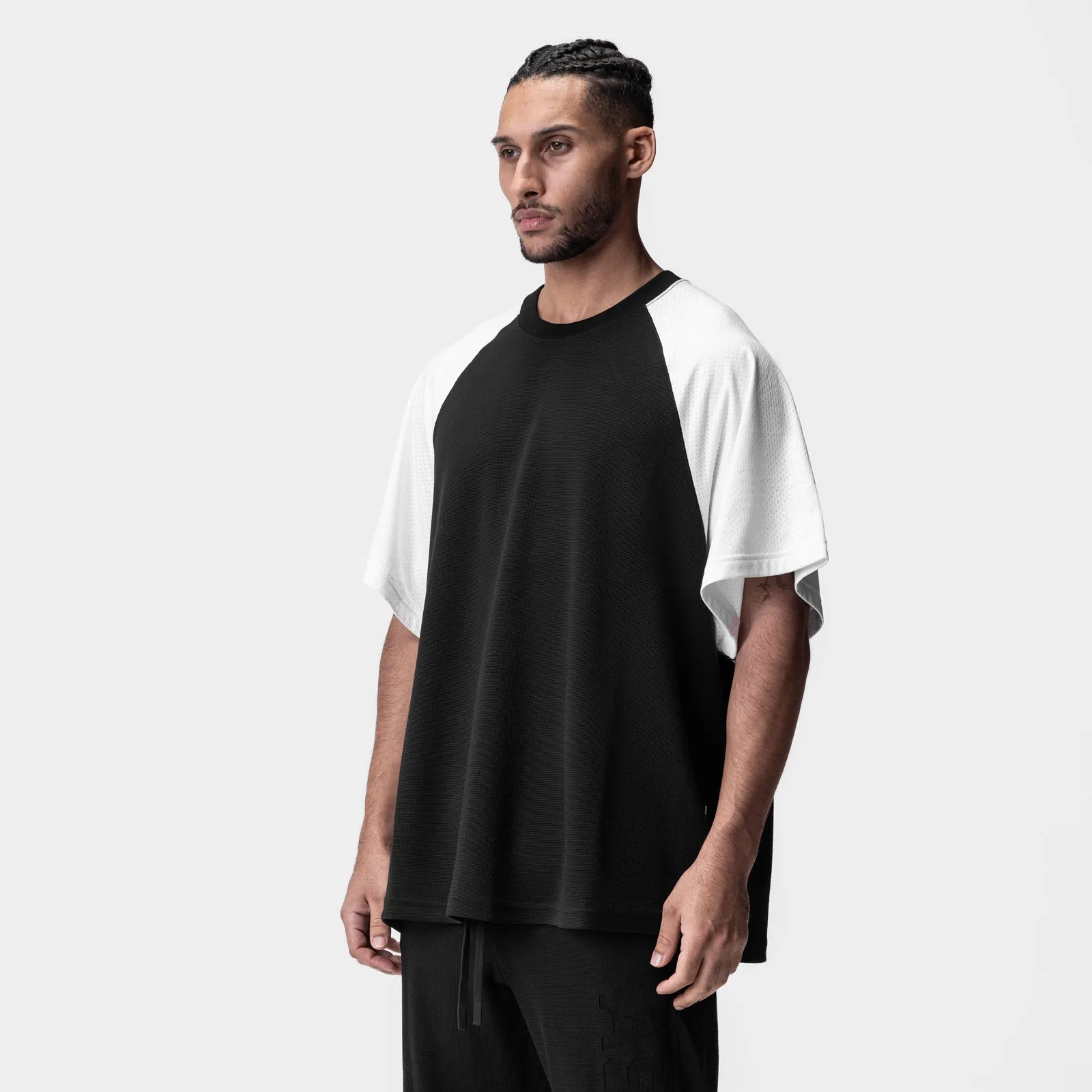 Active Fashion 0946. Waffle Knit Oversized Tee - Black/White