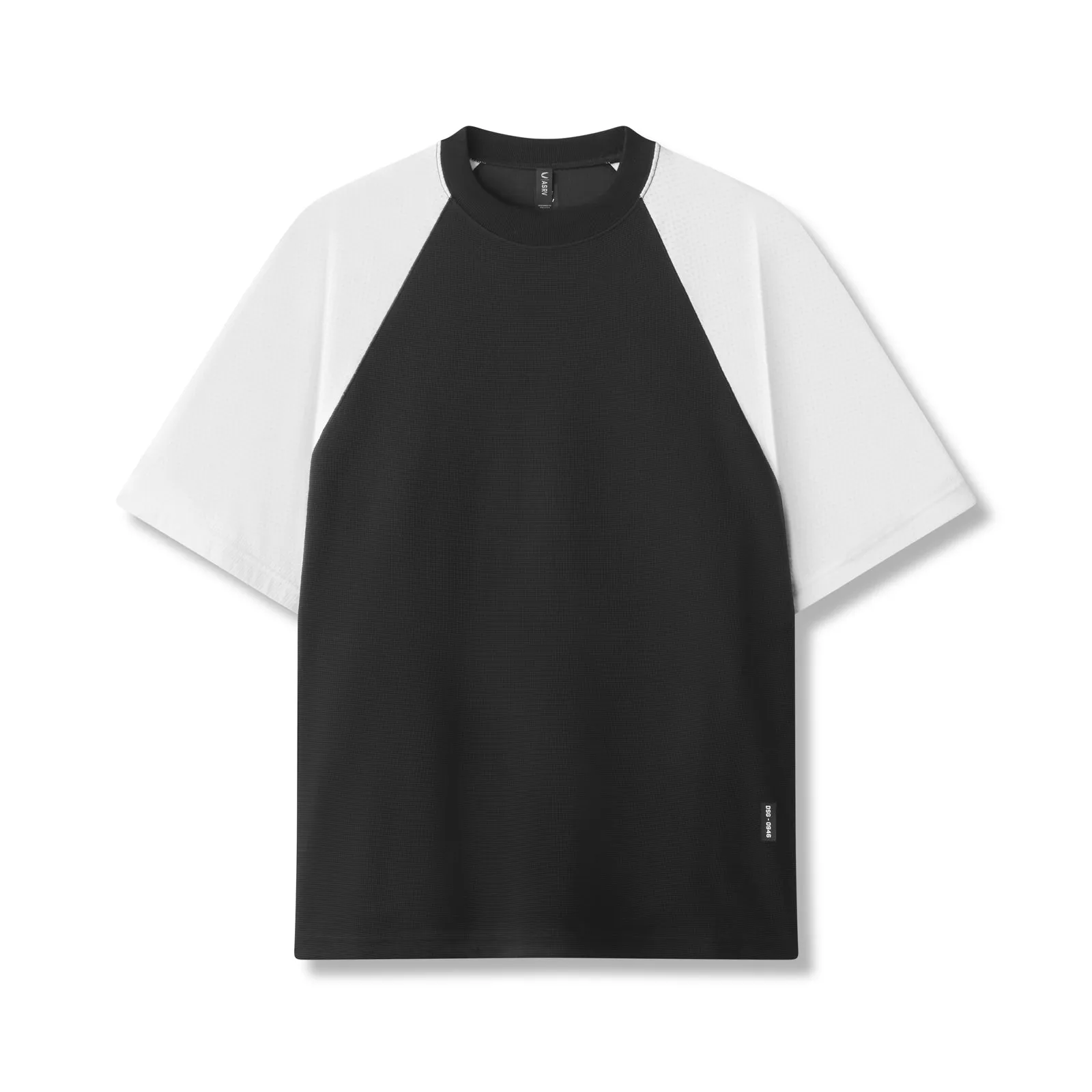 0946. Waffle Knit Oversized Tee - Black/White Cozy Comfort Everyday Style