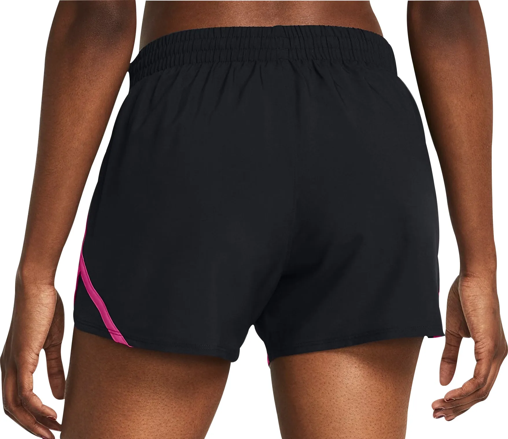 Adjustable Waist Under Armour Fly By 3 Inch Womens Running Shorts - Black