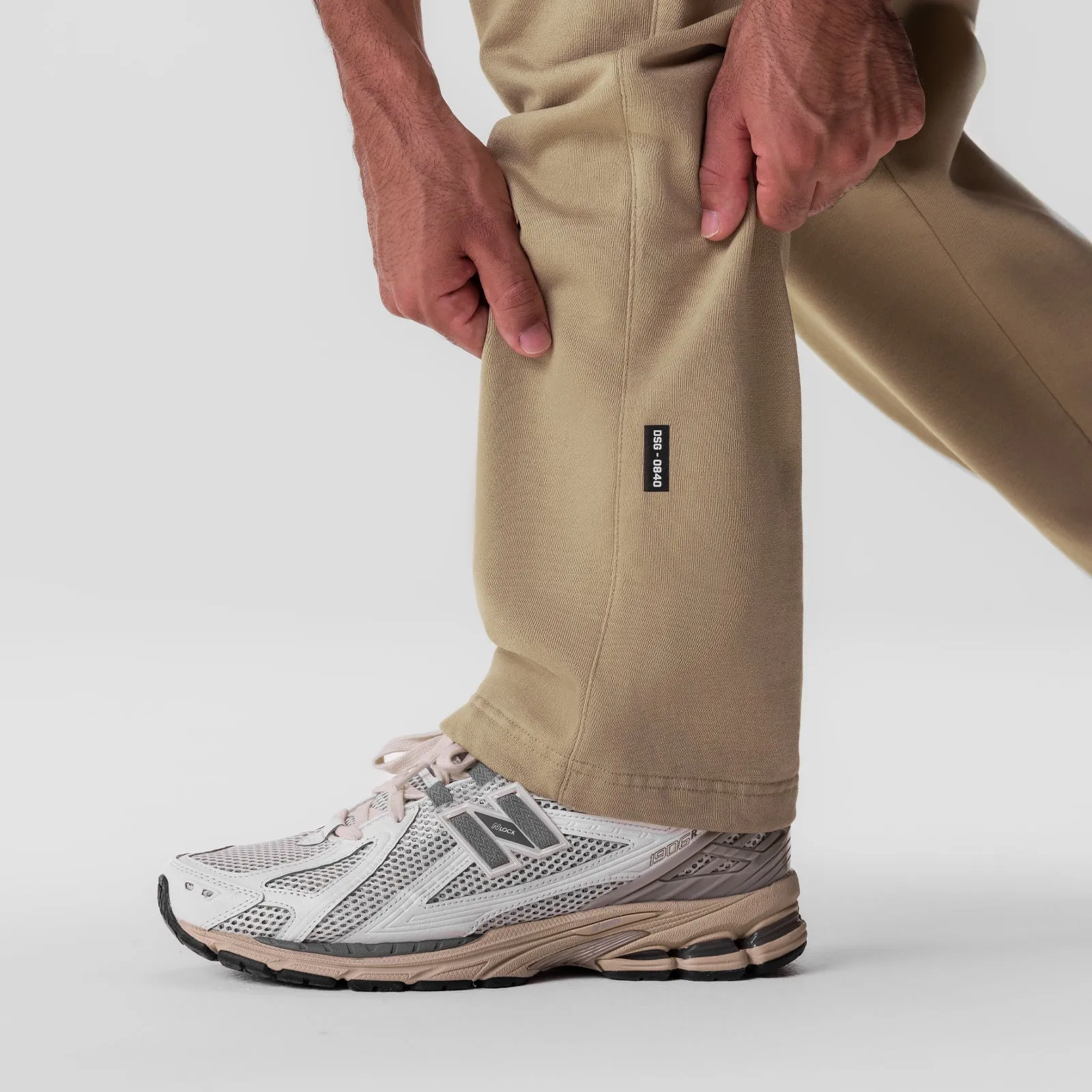 0840. Tech Essential? Straight Leg Sweats - Khaki snag resistant stain guard