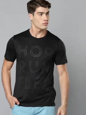 Alcis Men Black Typography Printed Slim Fit Training or Gym T-shirt Water Soul