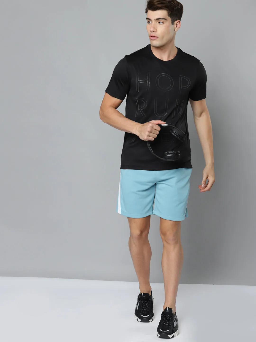 AI Core Legend Fit Alcis Men Black Typography Printed Slim Fit Training or Gym T-shirt