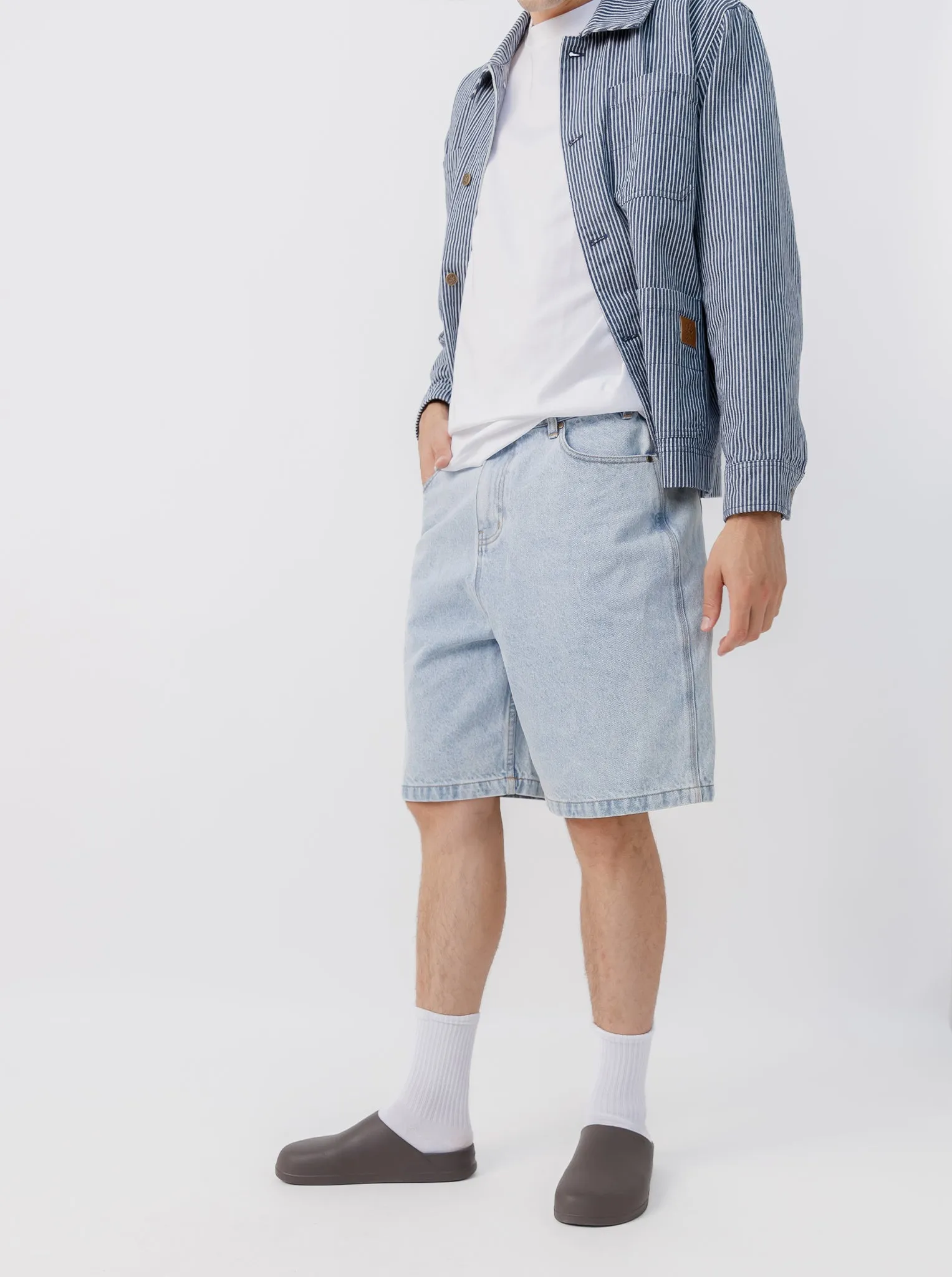 button-down look Multi Directional Flex Baggy Denim Shorts