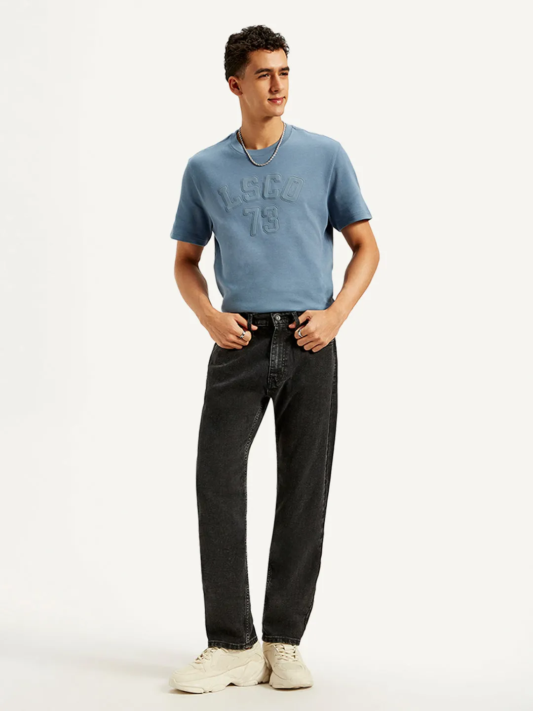 Men's 505 Black Straight Fit Mid Rise Jeans Popular Staple