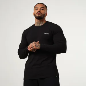 TemperatureControl Fabric RibbedNeckBanding Vanquish Essential Black Slim Fit Long Sleeve T Shirt
