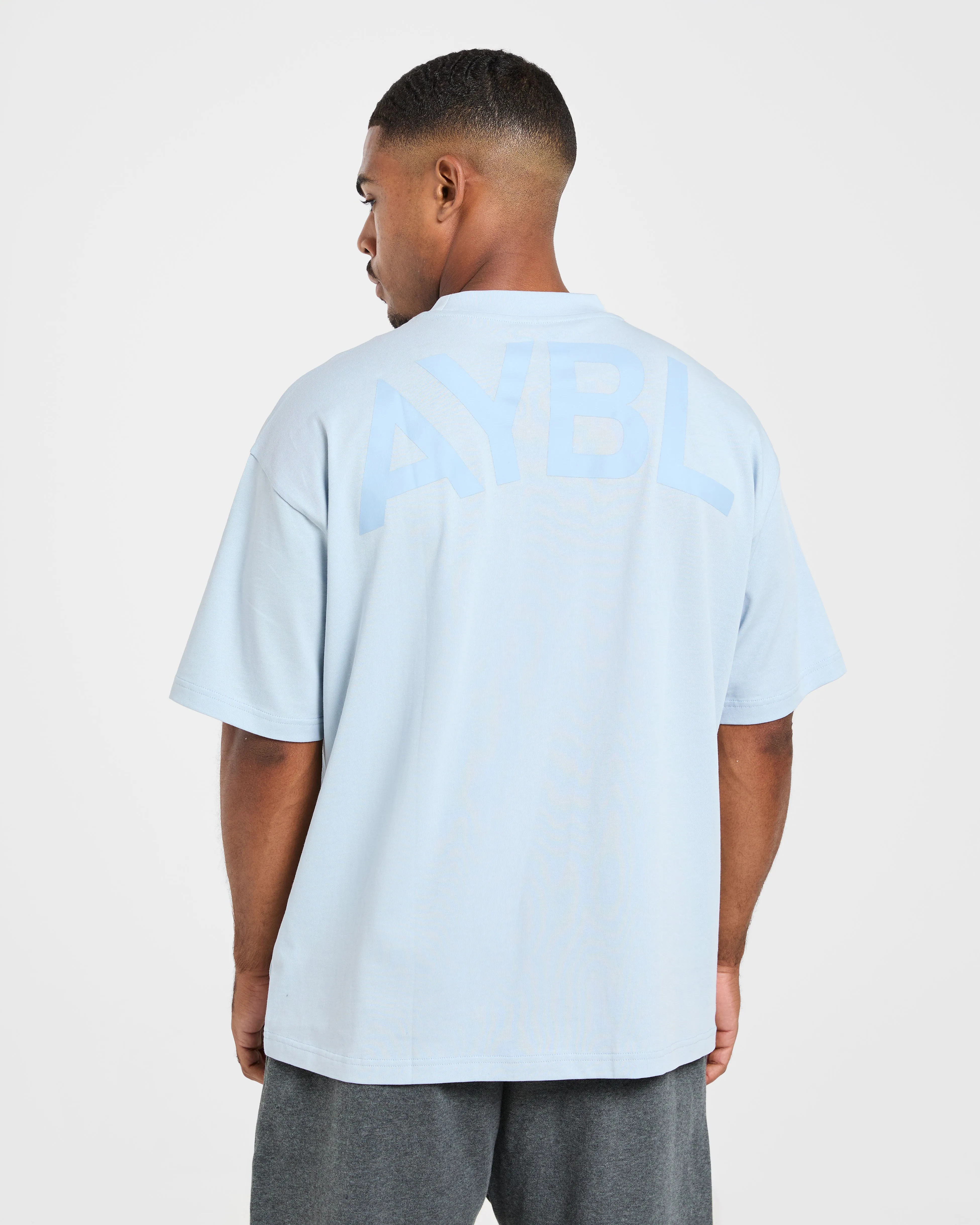 Essential Oversized T Shirt - Light Blue Stretchable Fabric