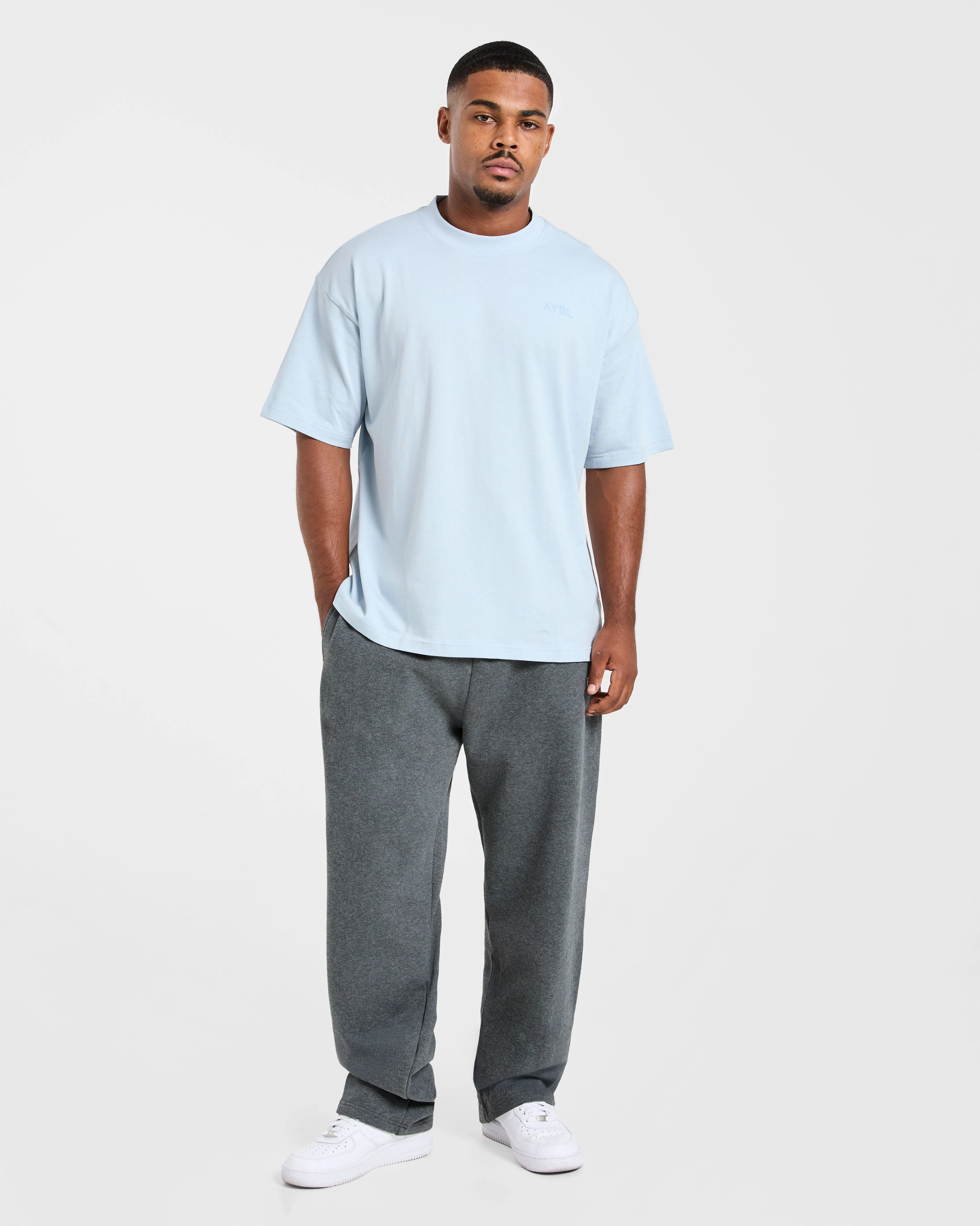 Garment Dyed Technique Essential Oversized T Shirt - Light Blue