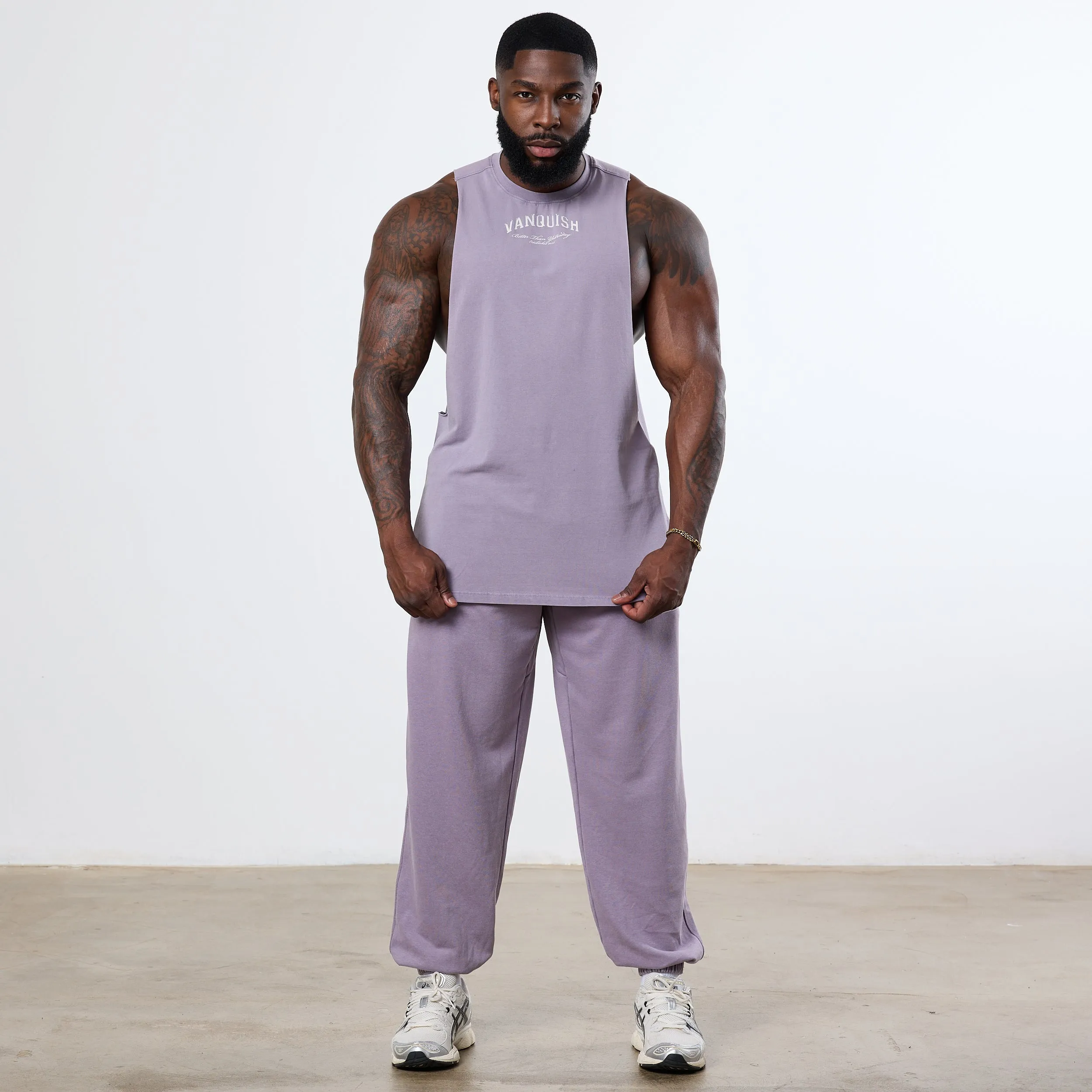 Dressy look Vanquish Better Than Yesterday Washed Purple Oversized Sweatpants