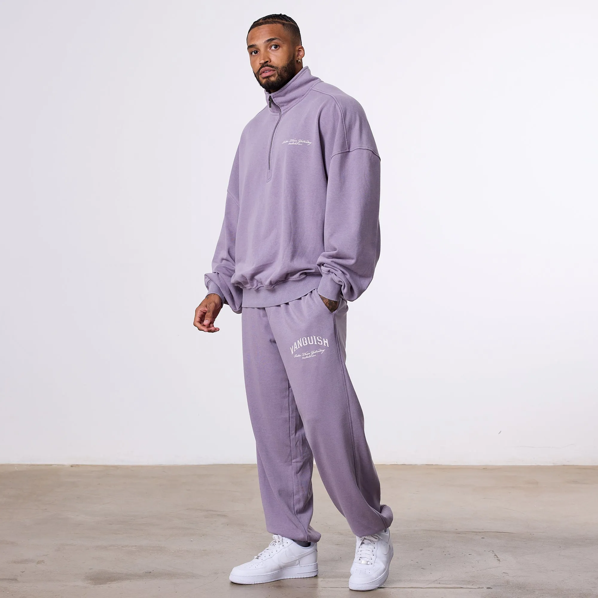 Vanquish Better Than Yesterday Washed Purple Oversized Sweatpants ReflectiveTrim Fashion-Forward